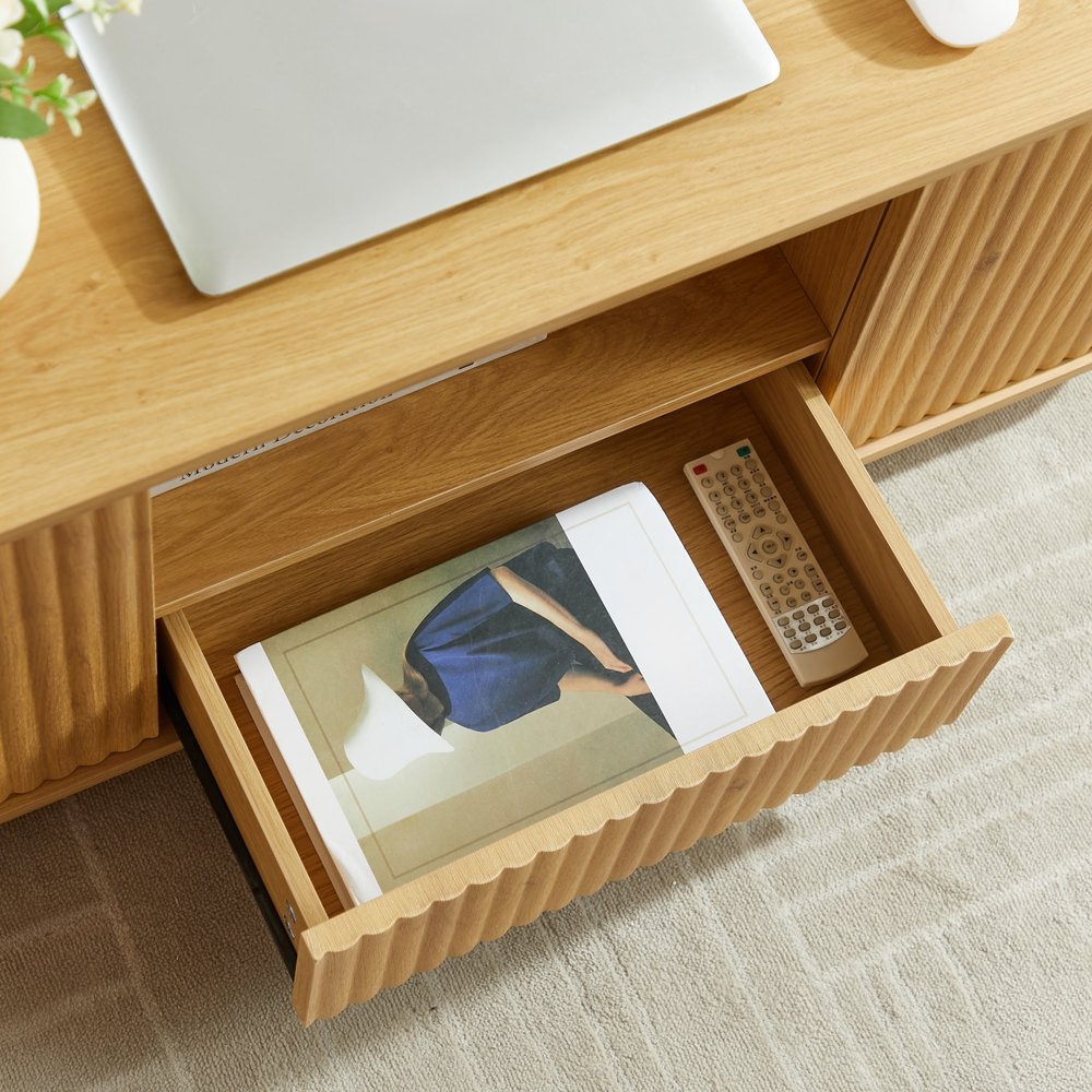 47" Natural Wood Oval Block Coffee Table With Storage HomeRoots