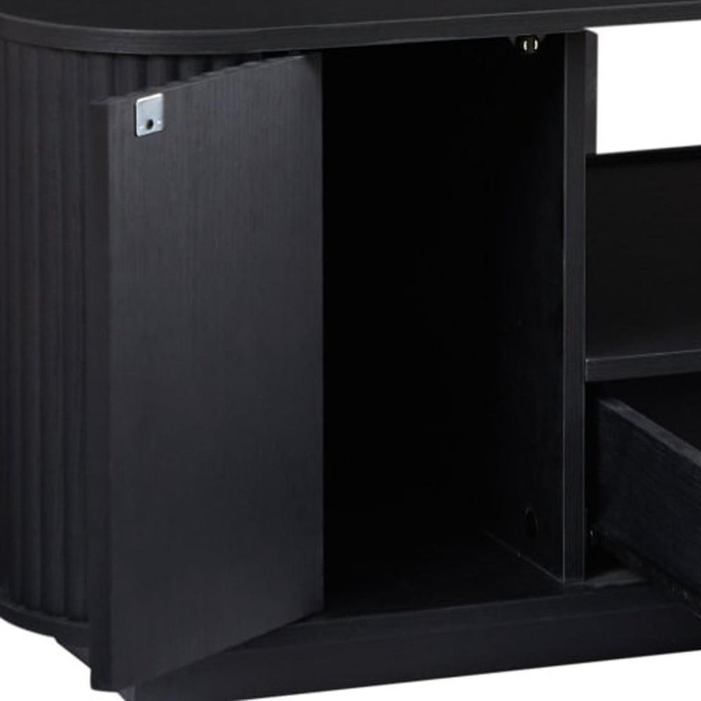 47" Black Wood Oval Block Coffee Table With Storage HomeRoots