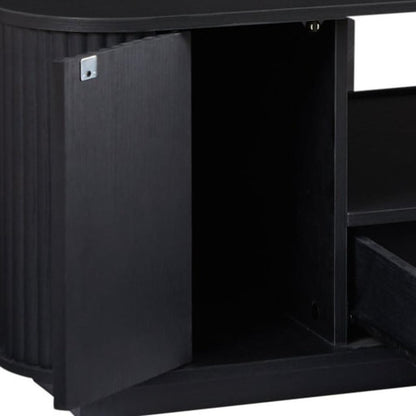 47" Black Wood Oval Block Coffee Table With Storage HomeRoots