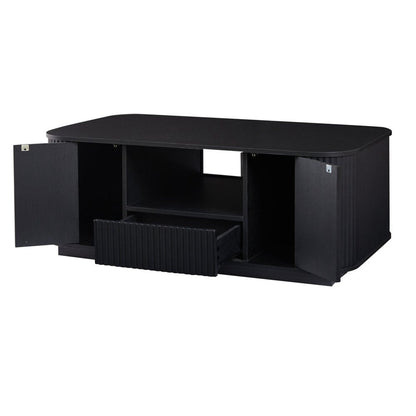 47" Black Wood Oval Block Coffee Table With Storage HomeRoots