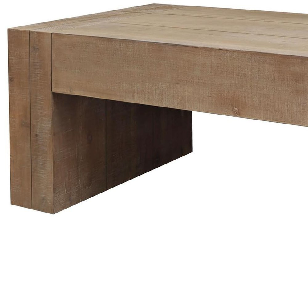 49" Natural Wood Chunky Rectangular Coffee Table HomeRoots