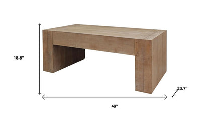 49" Natural Wood Chunky Rectangular Coffee Table HomeRoots