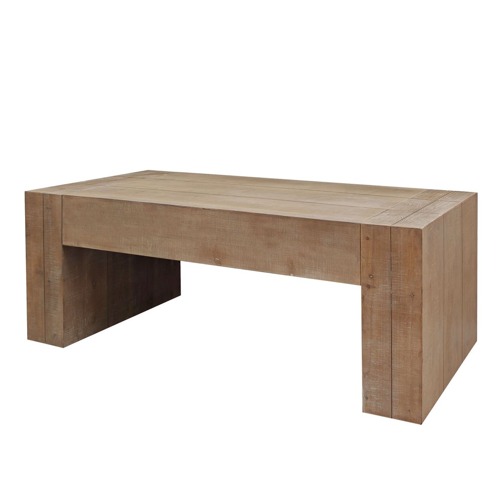 49" Natural Wood Chunky Rectangular Coffee Table HomeRoots