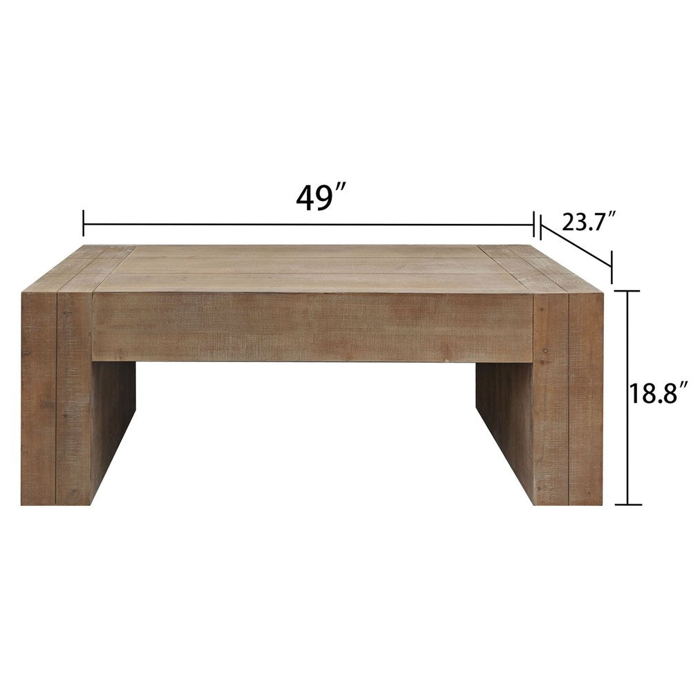 49" Natural Wood Chunky Rectangular Coffee Table HomeRoots