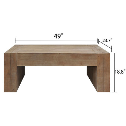 49" Natural Wood Chunky Rectangular Coffee Table HomeRoots