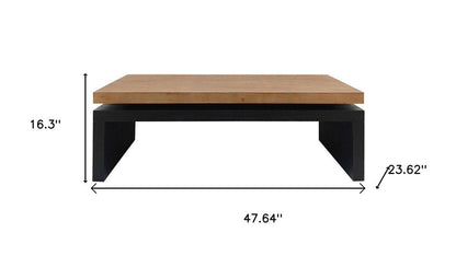 48" Natural and Black Wood Floating Frame Coffee Table HomeRoots