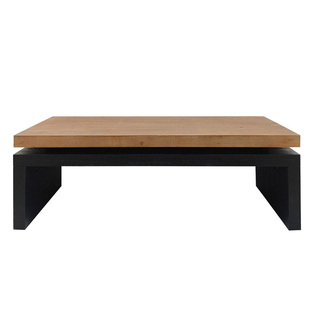 48" Natural and Black Wood Floating Frame Coffee Table HomeRoots
