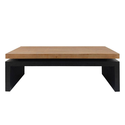 48" Natural and Black Wood Floating Frame Coffee Table HomeRoots