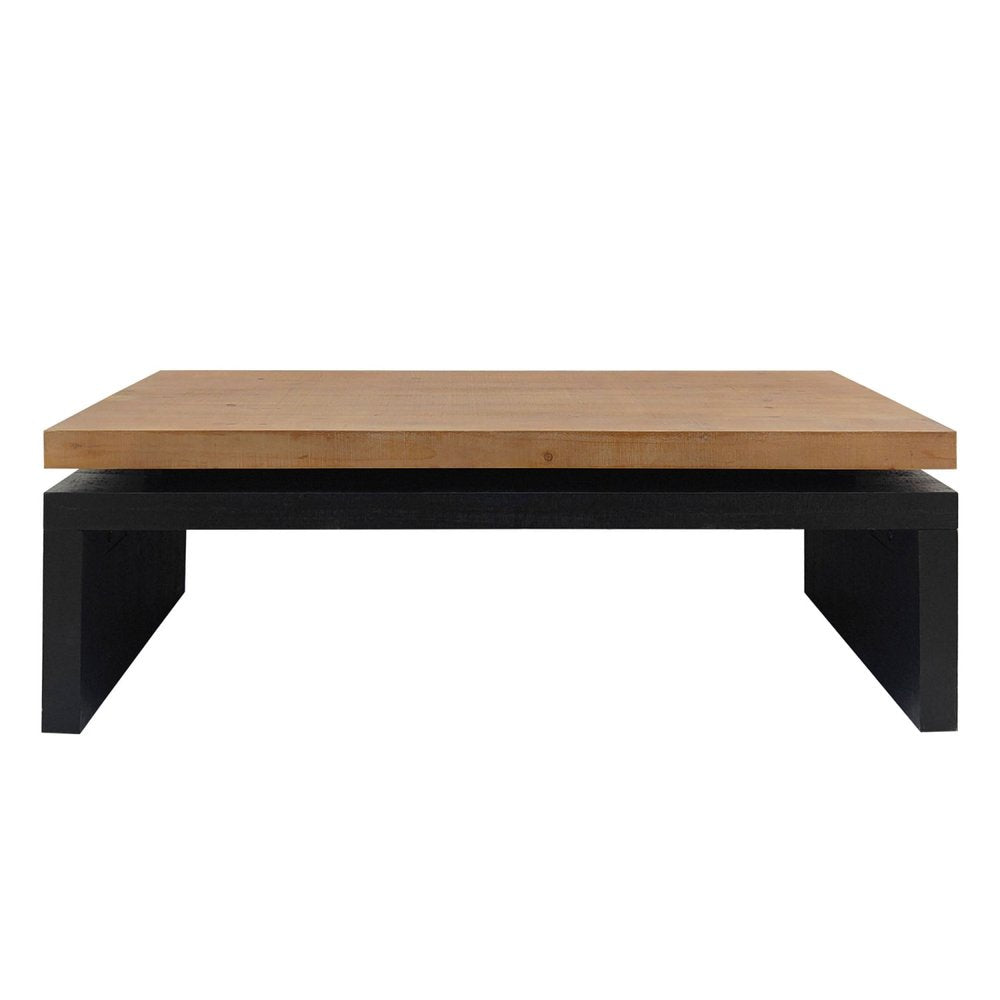 48" Natural and Black Wood Floating Frame Coffee Table HomeRoots