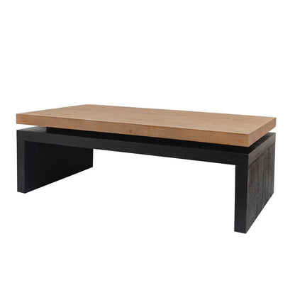 48" Natural and Black Wood Floating Frame Coffee Table HomeRoots