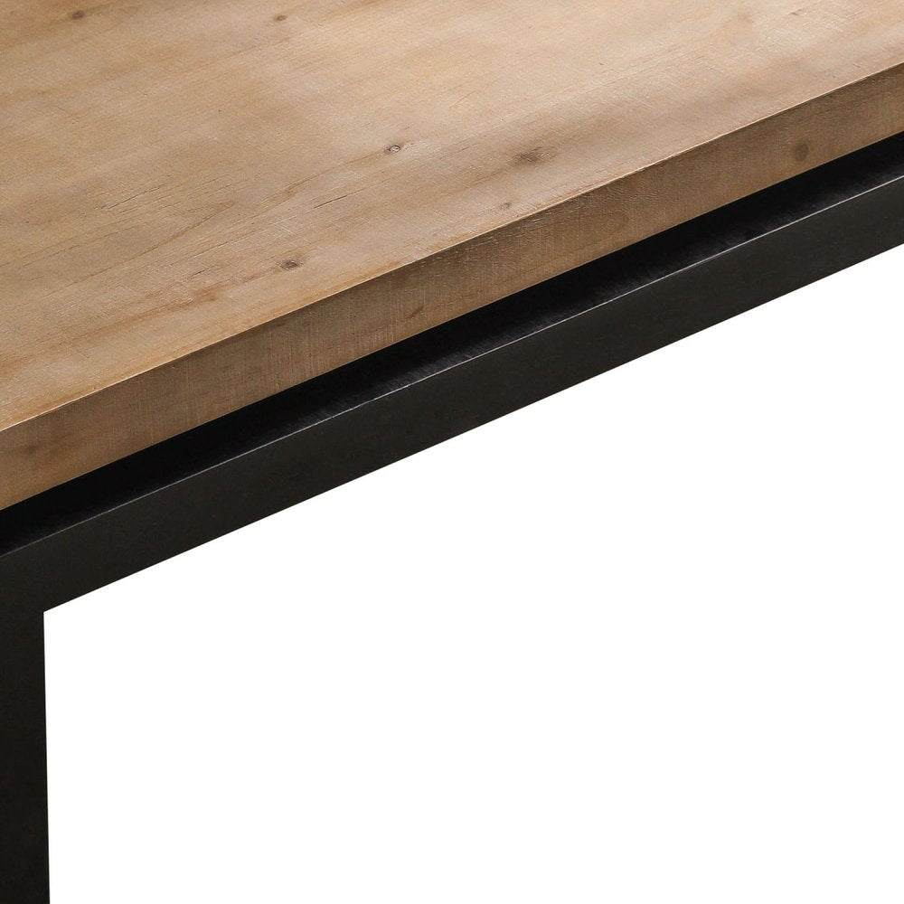 48" Natural and Black Wood Floating Frame Coffee Table HomeRoots