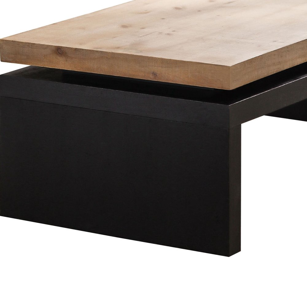 48" Natural and Black Wood Floating Frame Coffee Table HomeRoots