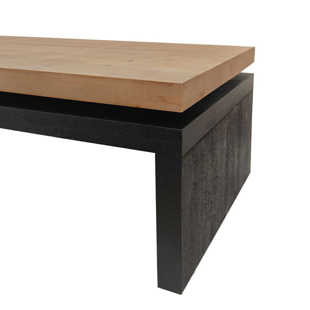 48" Natural and Black Wood Floating Frame Coffee Table HomeRoots