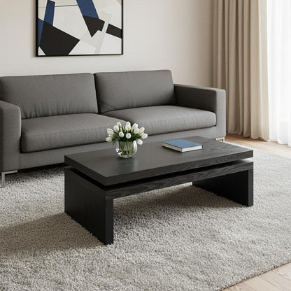 48" Black Wood Floating Frame Coffee Table HomeRoots