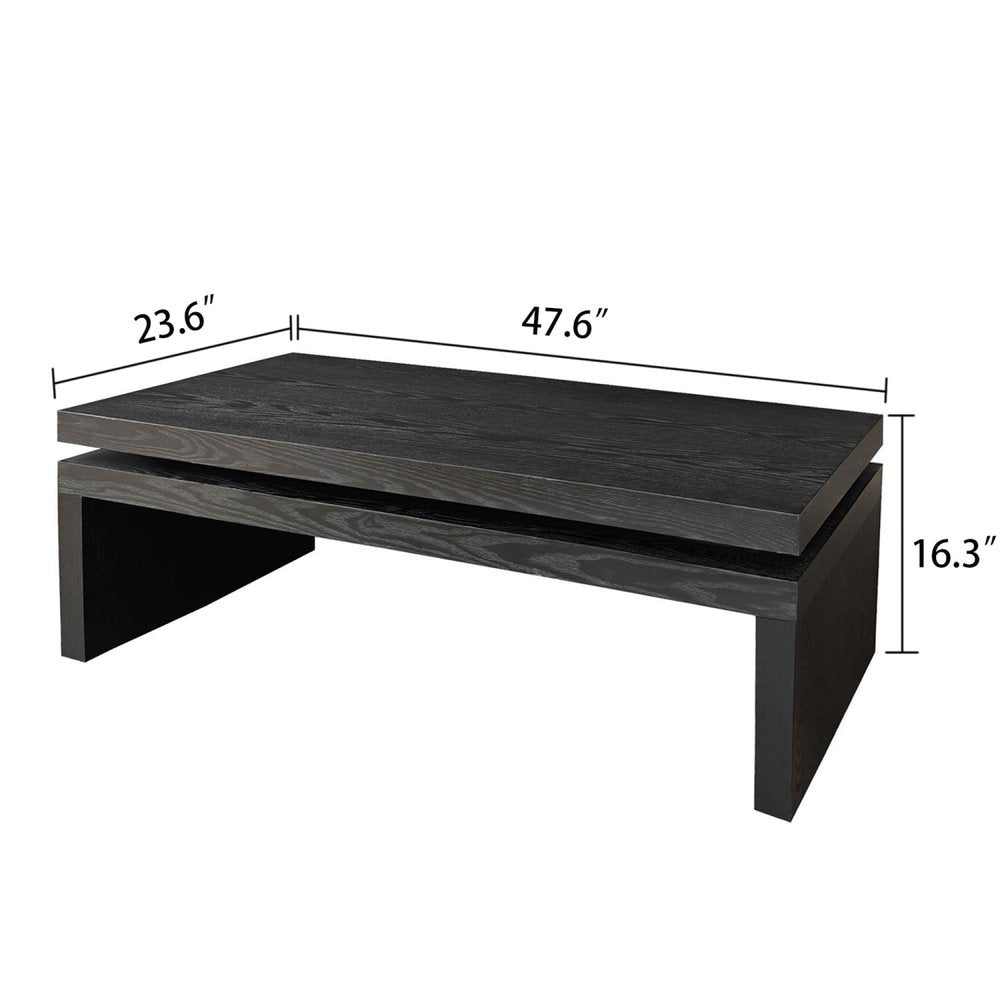 48" Black Wood Floating Frame Coffee Table HomeRoots
