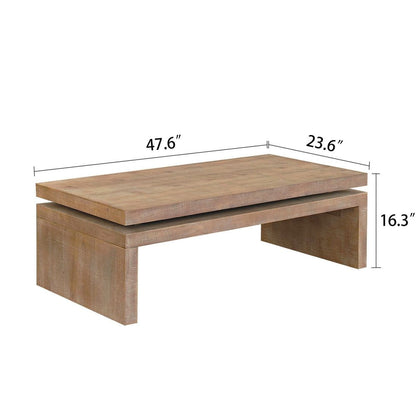48" Natural Wood Distressed Floating Frame Coffee Table HomeRoots