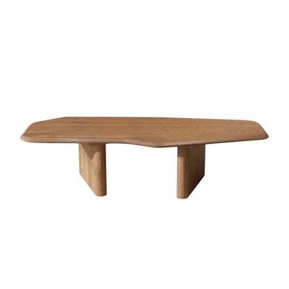 47" Natural Wood Free Form Double Pedestal Coffee Table HomeRoots