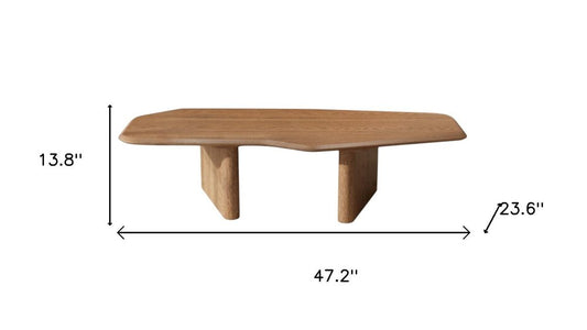 47" Natural Wood Free Form Double Pedestal Coffee Table