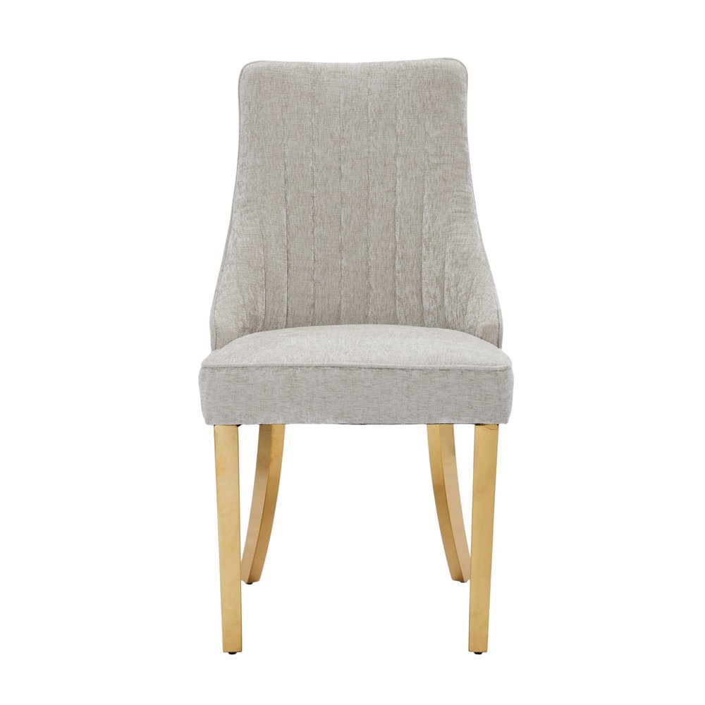 Set of Two Gray And Gold Chenille And Stainless Steel Dining Side Chairs — view 7