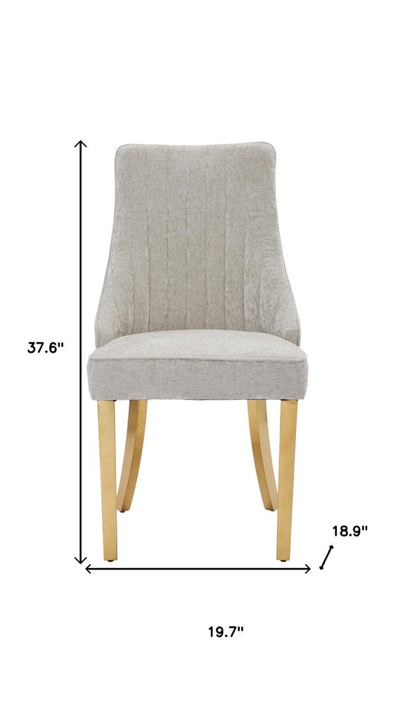 Set of Two Gray And Gold Chenille And Stainless Steel Dining Side Chairs — view 8