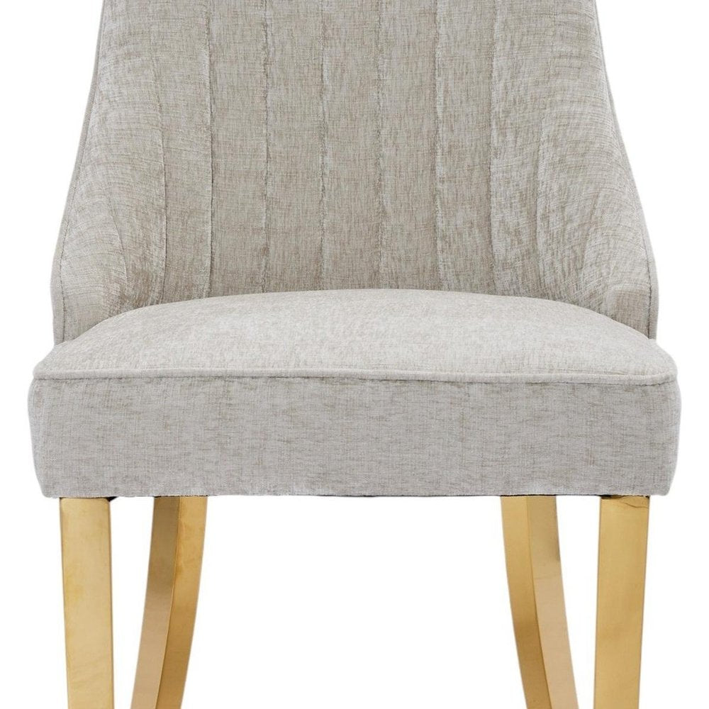 Set of Two Gray And Gold Chenille And Stainless Steel Dining Side Chairs — view 11