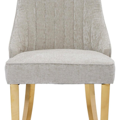 Set of Two Gray And Gold Chenille And Stainless Steel Dining Side Chairs HomeRoots