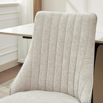 Set of Two Gray And Gold Chenille And Stainless Steel Dining Side Chairs HomeRoots