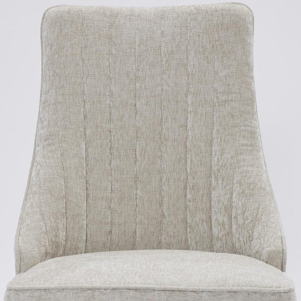 Set of Two Gray And Gold Chenille And Stainless Steel Dining Side Chairs — view 5
