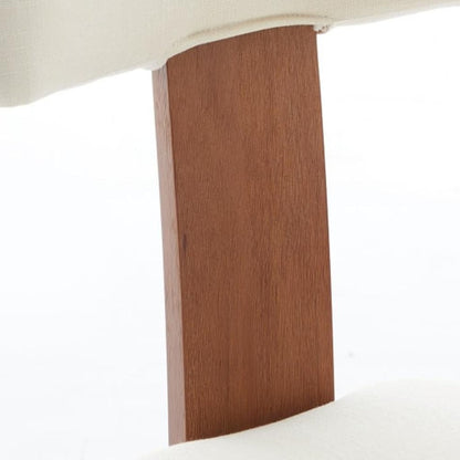 Set of Two Beige White And Brown Linen And Solid Wood Wing Back Dining Side Chairs HomeRoots