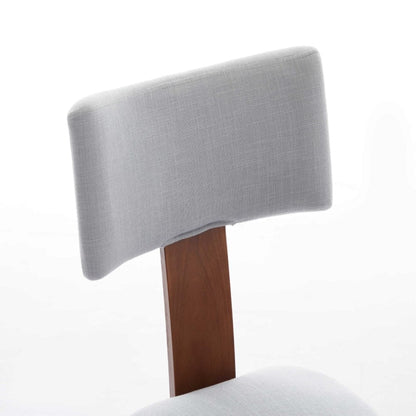 Set of Two Beige White And Brown Linen And Solid Wood Wing Back Dining Side Chairs HomeRoots