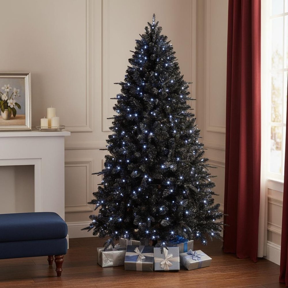 5' Black Pre Lit Full Spruce Christmas Tree HomeRoots
