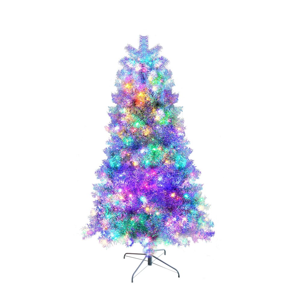 6' Silver Pre Lit Full Tinsel Christmas Tree HomeRoots