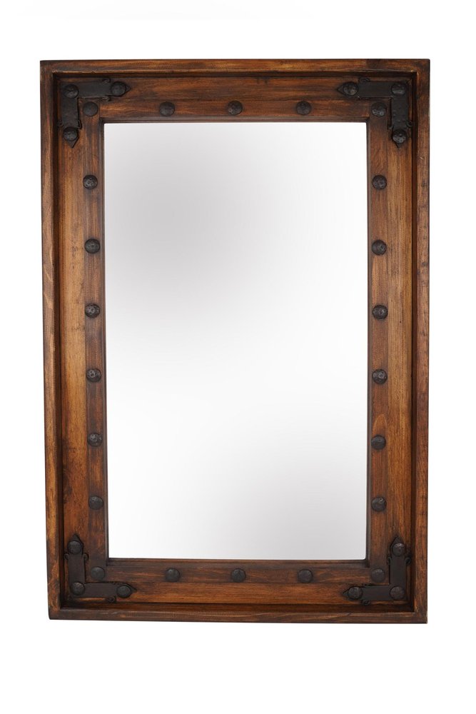 35" Brown Solid Wood Rustic Framed Accent Mirror — view 1