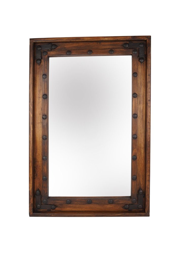 35" Brown Solid Wood Rustic Framed Accent Mirror — view 2