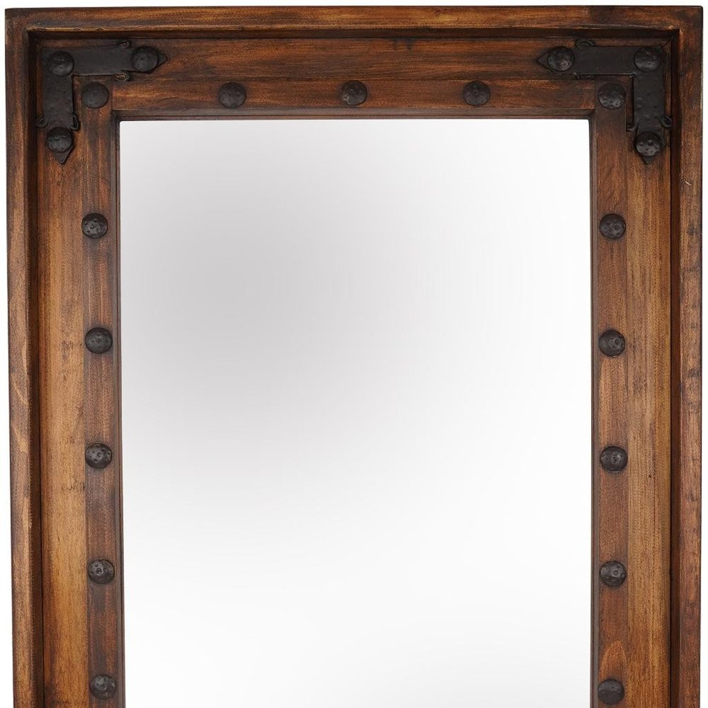 35" Brown Solid Wood Rustic Framed Accent Mirror — view 3