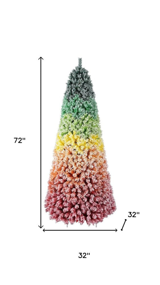 6' Rainbow Full Flocked Spruce Christmas Tree — view 4
