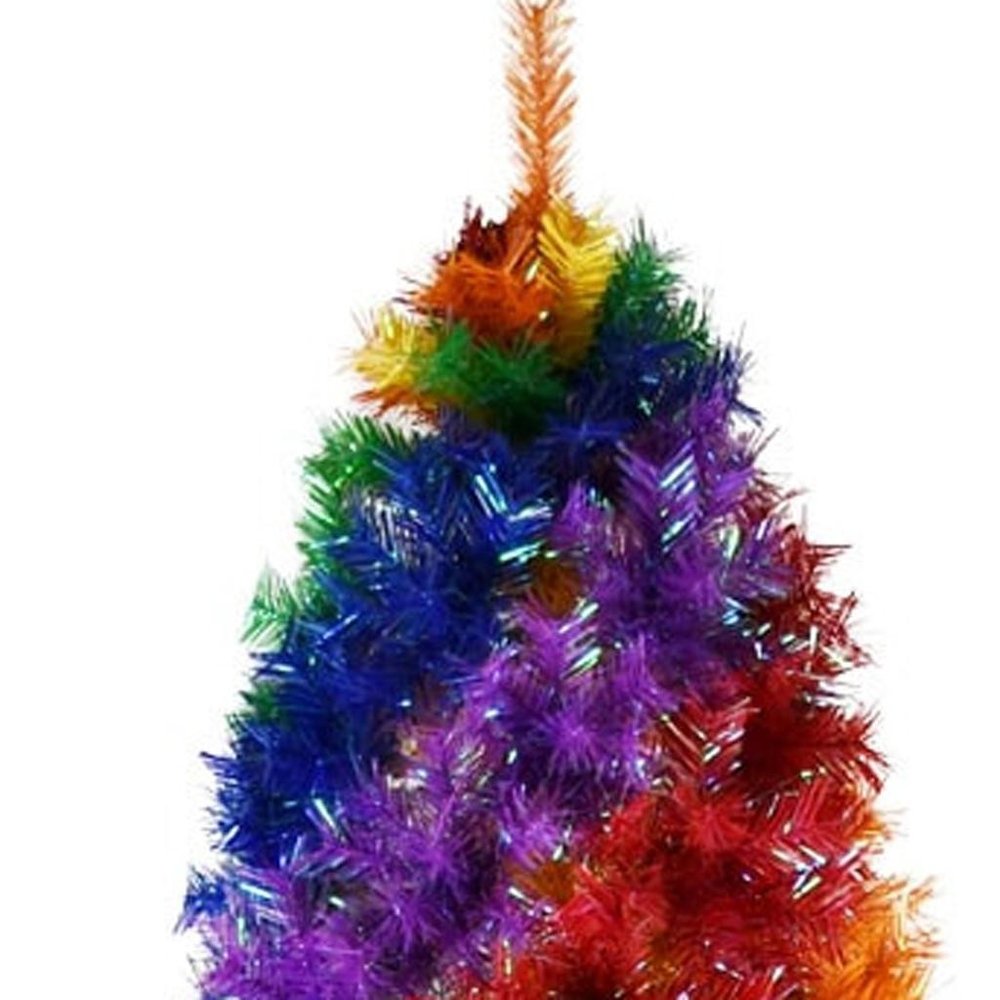 6' Blue Forest Green Purple Red And Yellow Spiral Spruce Christmas Tree — view 3