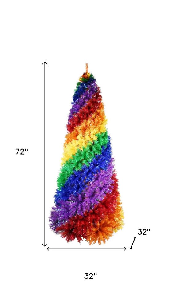 6' Blue Forest Green Purple Red And Yellow Spiral Spruce Christmas Tree