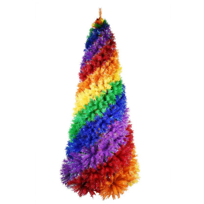 6' Blue Forest Green Purple Red And Yellow Spiral Spruce Christmas Tree