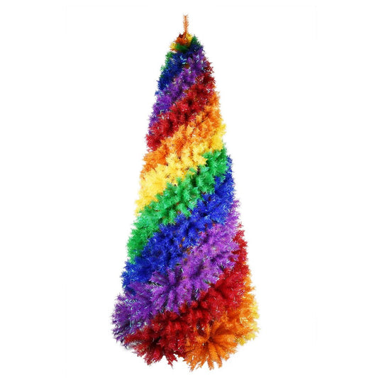 6' Blue Forest Green Purple Red And Yellow Spiral Spruce Christmas Tree HomeRoots