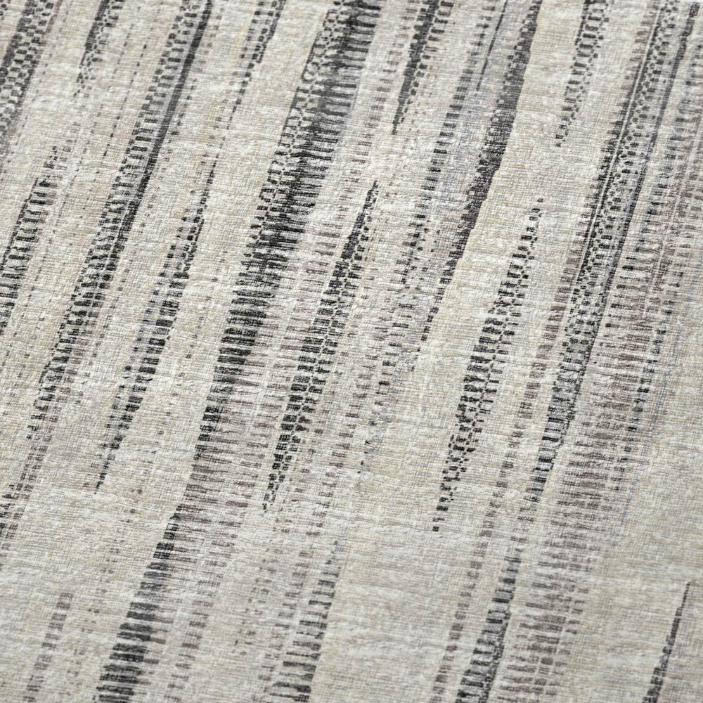 50" X 70" Beige And Charcoal Striped Microfiber Plush Throw Blanket HomeRoots
