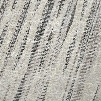 50" X 70" Beige And Charcoal Striped Microfiber Plush Throw Blanket HomeRoots