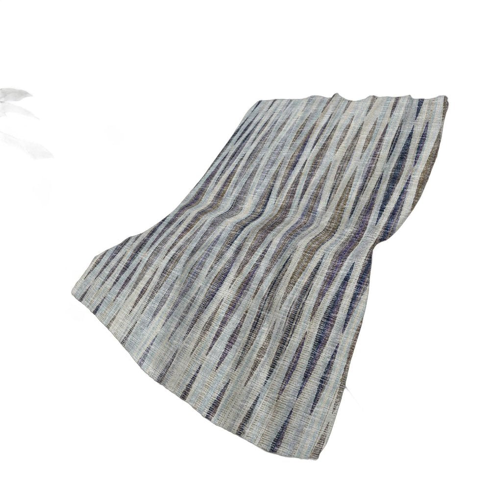 50" X 70" Pacific Blue And Brown Striped Polyester Woven Plush Throw Blanket HomeRoots