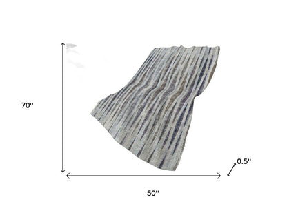 50" X 70" Pacific Blue And Brown Striped Plush Throw Blanket HomeRoots