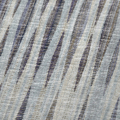 50" X 70" Pacific Blue And Brown Striped Polyester Woven Plush Throw Blanket HomeRoots
