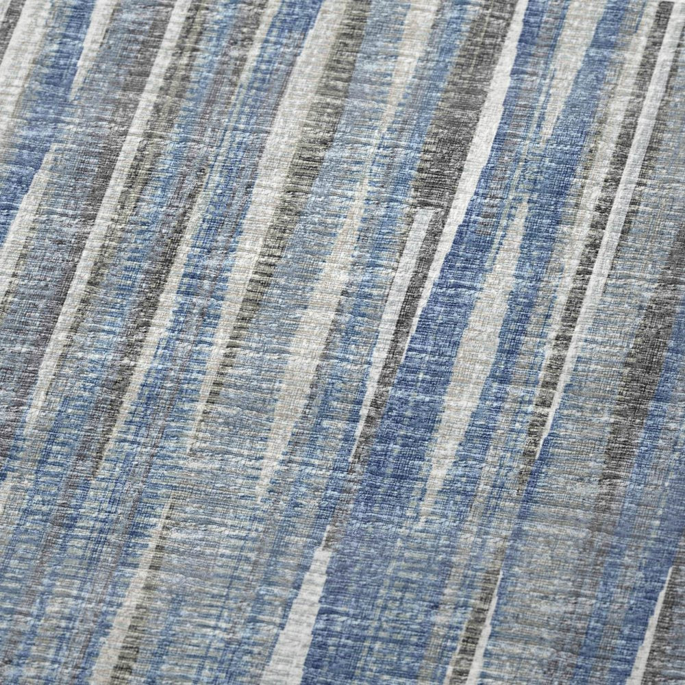 50" X 70" Blue And Beige Striped Microfiber Plush Throw Blanket HomeRoots