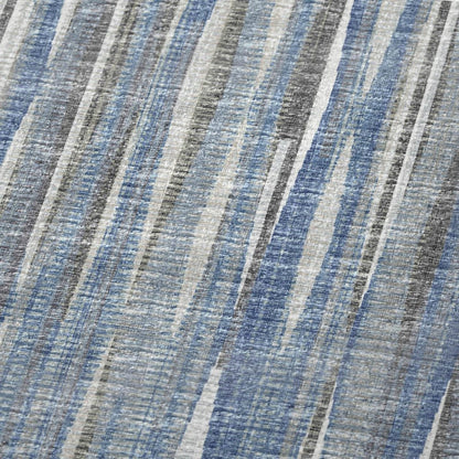 50" X 70" Blue And Beige Striped Microfiber Plush Throw Blanket HomeRoots
