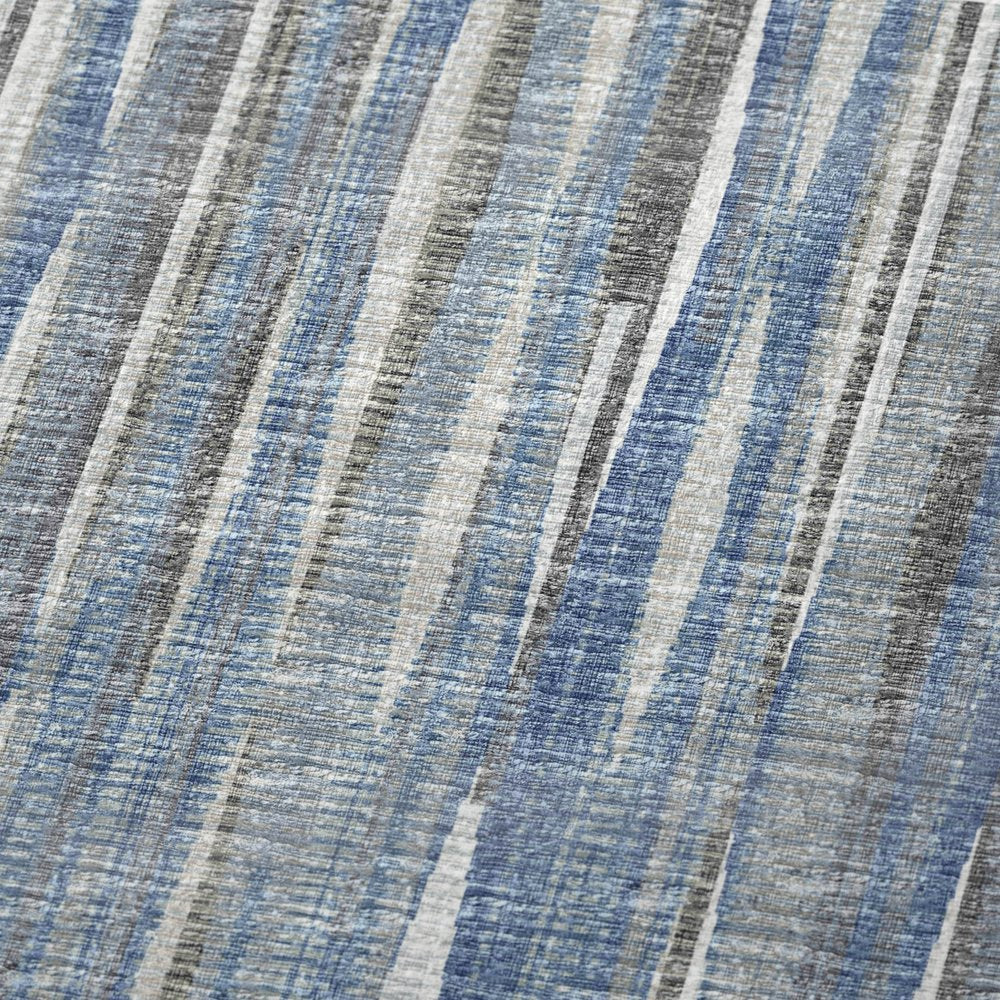 50" X 70" Blue And Beige Striped Microfiber Plush Throw Blanket HomeRoots