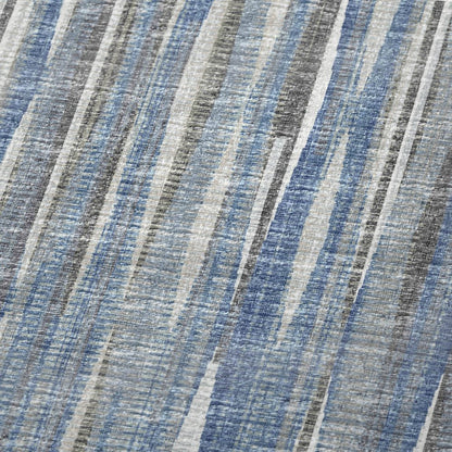 50" X 70" Blue And Beige Striped Microfiber Plush Throw Blanket HomeRoots