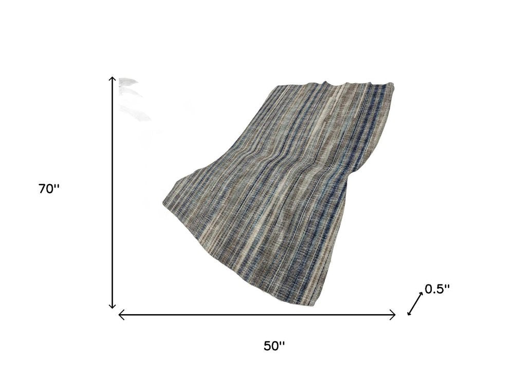 50" X 70" Brown And Blue Striped Plush Throw Blanket HomeRoots